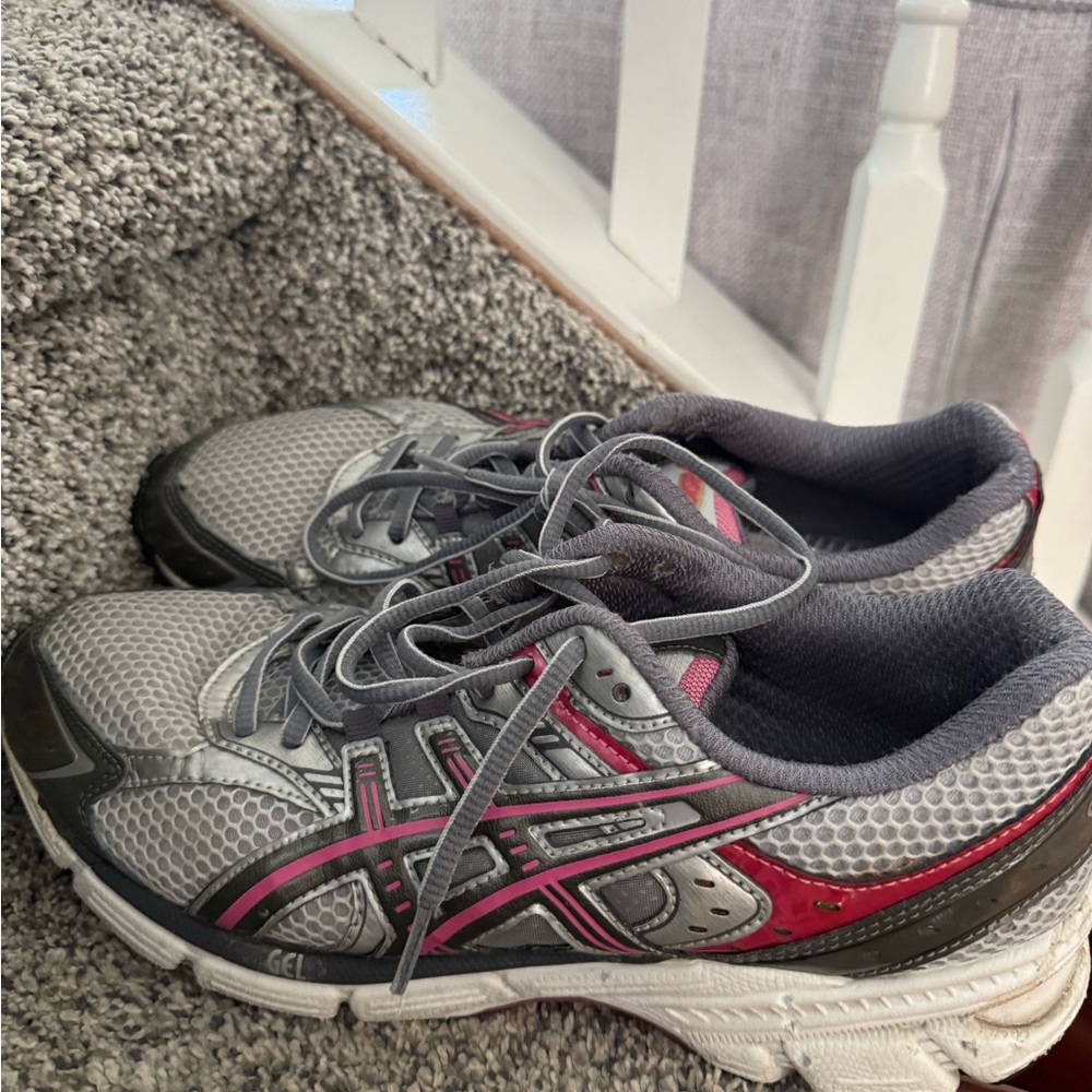 Asics Gray and Pink Women's Athletic Running Shoes